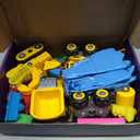 Play Construction Sand Kit,2.2lbs Magic Sand W/4 Large Take Apart Construction Trucks,1 Sandbox,8 Worker Figures and Road Signs,8 Molds, Toys for 2-8 Years Old Boys Girls