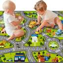 STARUIA Washable Kids Carpet Playmat Rug for Boys Play Room, Baby Fun Learning Car Rug for Kids Toy Cars, Non-Slip City Road Rugs for Kids Room Bedroom Classroom, 79"x39"