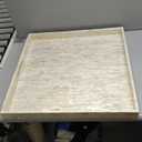 PEMAR Extra Large 20" Square Mother of Pearl Ottoman Tray with Insert Handles, Oversized Decorative Luxury Wooden Serving Tray for Food, Coffee Table, Breakfast in Bed (White Cream)