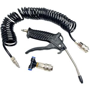 Air Blow Gun Kit, Heavy Duty Seat Blow Spray Tool with 16FT Long Coil Air Hose & T Adapter, Pneumatic Duster Gun Cleaning Nozzle Kit for Cars, Trucks, Semi Trailers