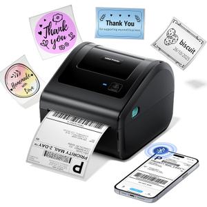 Bluetooth Shipping Label Printer, 4x6 Thermal Label Printer for Small Business - Compatible with Android, iOS, Windows and Mac, Widely Used for Amazon, Ebay, Etsy, Shopify, USPS, UPS,FedEx (Grey)