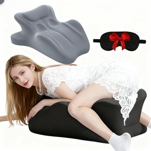 Ergonomic 27 Memory Foam Wedge Pillow for Back & Neck Support, Bed Rest Reading Cushion for Sitting, Watching TV, Posture & Pain Relief (Grey)