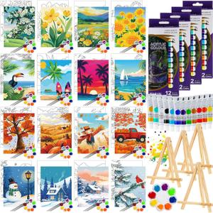 Zhanmai 88 Pcs 8 x 10 Inch Seasonal Pre Drawn Canvas for Painting Kit, Fall Pre Stretched Canvas for Sip and Paint Party Favor Coloring DIY Fall Party Birthday Gifts