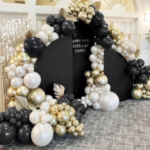 Black White Gold Balloon Garland Double Stuffed Pearl White Sand Champagne Metallic Gold Balloon Arch Kit Cream Latex for Neutral Birthday Graduation Wedding Bachelorette Anniversary Party Decorations (Black White Metallic Gold)
