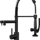 Commercial Kitchen Faucets with Pull Down Sprayer, Matte Black Sink Faucet with Deck Plate, Stainless Steel Single Handle Spring Sprayer for Kitchen