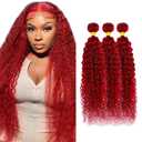 26 28 30 Inch Red Bundles Human Hair Wine Red Kinky Curly Bundle Peruvian Virgin Remy Hair 3 Bundles/150g Burgundy Bundle Double Weft Soft Hair Extensions