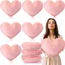 Suzile 6 Pcs Valentines Day Plush Heart Shaped Pillow Fluffy Cute Heart Throw Pillows 18 x 14 Inch Decorative Back Cushions Decoration for Bed Sofa Dining Cars Women (Pink)