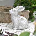 All Chic Bunny Decor Garden Statue White Rabbit Cement Rabbit Statue for Home Garden Indoor Outdoor Statues for Yard,Front Yard Decor,Easter Rabbit FigurinesWhite