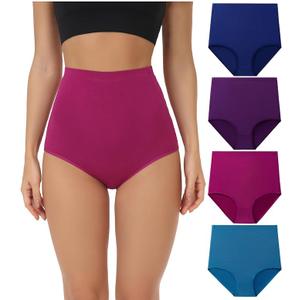 wirarpa Women's Underwear Cotton Super High Waisted Briefs Stretch Full Coverage Panties 4 Pack, M