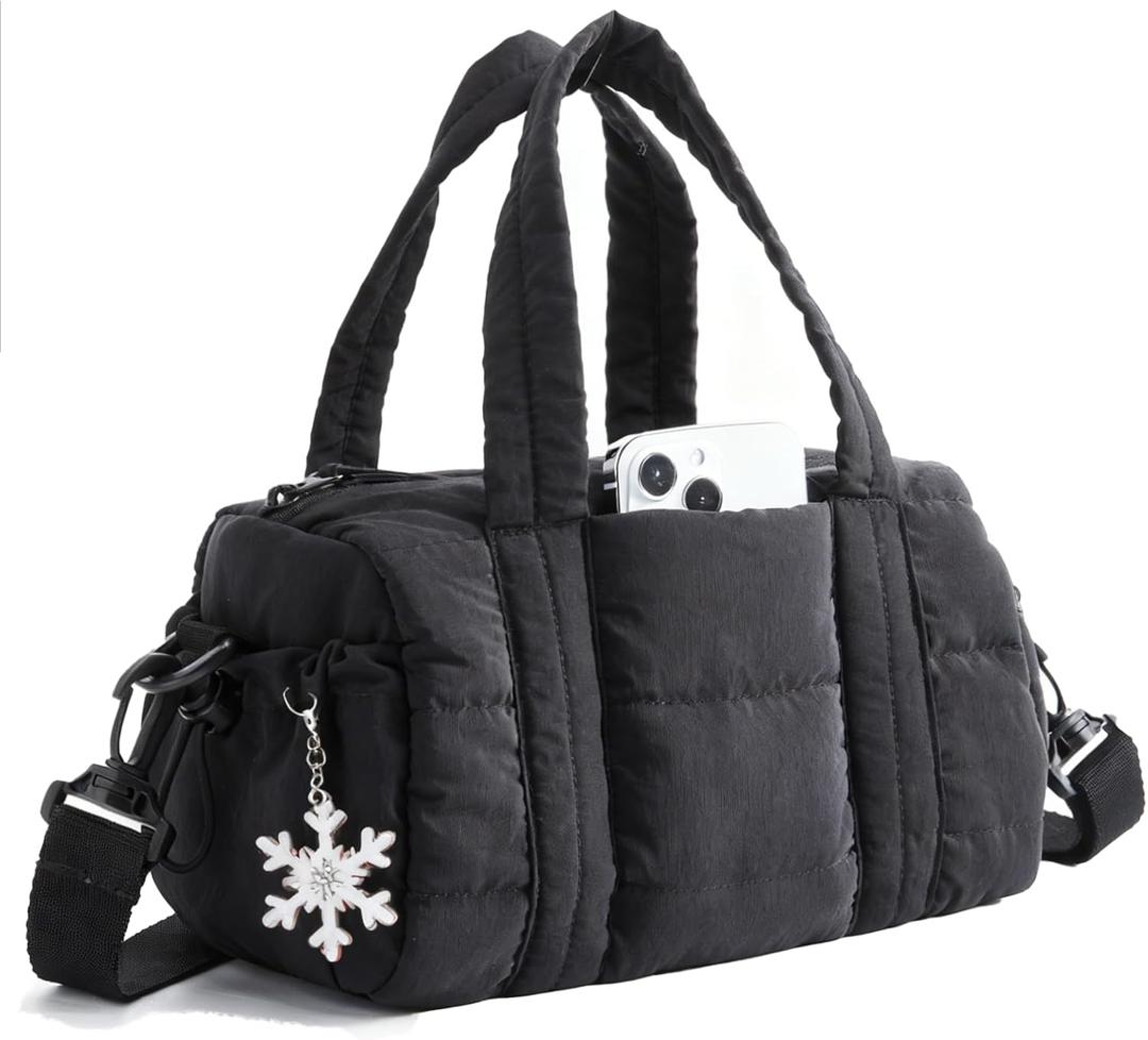 BAGSMART Reiki Gym Bag for Women, Mini/Medium Crossbody Bags for Women, 5L Dance Bag with Detachable Strap / 15L Yoga Mate Bag with Wet & Dry Pocket, 5L-Jet Black