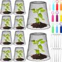 Geosar 10 Pcs 9 inch Chicken Wire Cloche Plant Protector Cover Metal Garden Cloche Dome for Plants Chicken Wire Protection Basket with Garden Stakes for Avoiding Rabbit Bird Small Animals Eat (Black)
