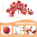 Fall Fake Flowers Artificial for Outdoors Decoration, 2PCS Faux Hibiscus Flowers for Outside Planters, Realistic Silk Autumn Plants with UV Resistant No Fade for Home Porch Garden Balcony Yard Decor (Fall Orange Pink)