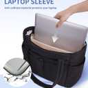 Wandering Nature Puffer Tote Bag with Cup Holder & Laptop Compartment & Trolley Sleeve for Travel, Work, Nurse, Women