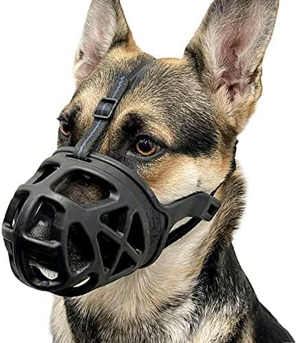 Mayerzon Dog Muzzle, Basket Muzzle for Biting, Chewing and Scavenging, Humane Cage Mouth Cover, Perfect for Grooming and Training Large Aggressive Reactive Dogs (L, Black)