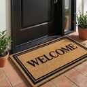 Kelarea Front Door Mat Natural Coco Coir Doormat with Heavy Duty Backing, 17" x 30" Non-Slip Easy to Clean Welcome Mats for Indoor Outdoor Entrance Porch