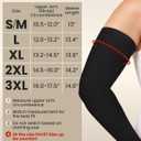KEMFORD Compression Lymphedema Arm Sleeves for Women 15-20 mmHg, Silicone Grip, 1 Pair, Black, XL Medical Full Arm Support for Swelling, Circulation & Edema (Black, XL)