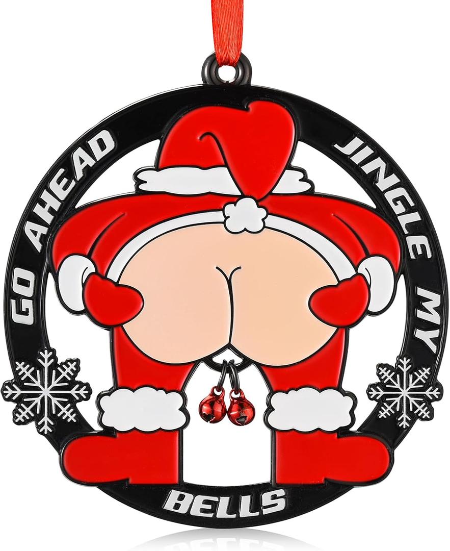 Venhoo Funny Christmas Ornament 2025, Metal Hanging Humour Ornament for Xmas Tree Decoration, Naughty Gag Dirty Santa Gift Exchange Ideas for Adults Merry Christmas Home Decor