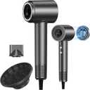 Hair Dryer, 150000 RPM Brushless Motor with 500M Negative Ions, Fast-Dry Lightweight Design, ThermoControl & Magnetic Nozzle/Diffuser, Low Noise Salon Blow Dryer for All Hair, Travel, Home