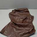 MakeMeChic Women's PU Leather Tank Top Mock Neck Y2k Ruched Party Sleeveless Leather Tops (Large, Coffee Brown)