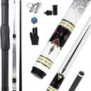 Carbon Fiber Pool Cue Stick with Case, Full Carbon Technology Billiards Cue Stick for Adults Professional Pool Cue Low Deflection Ultra-Smooth, Pro Taper, 12.5 mm Tip, 58" 19oz