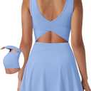 SUUKSESS Tennis Dress with Shorts Underneath Easy Peasy Athletic Dress for Women Golf Workout Active Dresses (Blue, M)