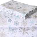 CAROMIO Christmas Flannel Sheets Full, 100% Cotton Printed Bed Sheet Set, Soft Heavyweight Brushed Flannel, 16 Inches Deep Pocket Winter Warm Sheets 4 Piece (Blue Snowflake, Full)