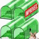 Motel Mouse Humane Mouse Traps No Kill Live Catch and Release 4 Pack - Reusable, Easy to Use & Clean, No Touch Release, Sensitive Includes Cleaning Brush, Instruction Manual & Video - Mousetrap Indoor