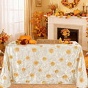 Fanqisi Rectangle Tablecloth Raised Rosette Vintage Satin Tablecloths Birthday Table Cover for Wedding Anniversary Outdoor Ceremony Party Decorations,60"x102"