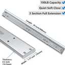 homdiy 5 Pair Soft Close Drawer Slides, 20 Inch 10 Pieces Heavy Duty Side Mount Ball Bearing, 3-Section Full Extension, 100LB Capacity (Silver) for Cabinets