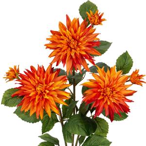 3Pcs Orange Artificial Dahlia Flowers 29.5" Fake Flower Silk Flowers with Long Stem Floral Arrangements Bouquets Faux Dahlias Flowers for DIY Wedding Party Centerpieces Decor Home Office Decoration