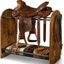Saddle Rack Stand, Freestanding Horse Saddle Holder with Mesh Shelf, Hooks