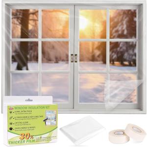 FLYZZZ Window Insulation Kit, Window Insulation for Winter (0.9 Mil) Winter Shrink Film, Indoor Plastic Window Covering for Winter with Wide Tape, Insulates 5 Standard (3'x5') Windows