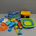 Sloosh Beach Sand Toys Set - Dump Truck Car Toy with Sand Molds for Toddlers Outdoor Play, Collapsible Foldable Buckets Mesh Bag Shovels Castle Animal Mold Sets, Kids Ages Sandbox Toys (Animals)