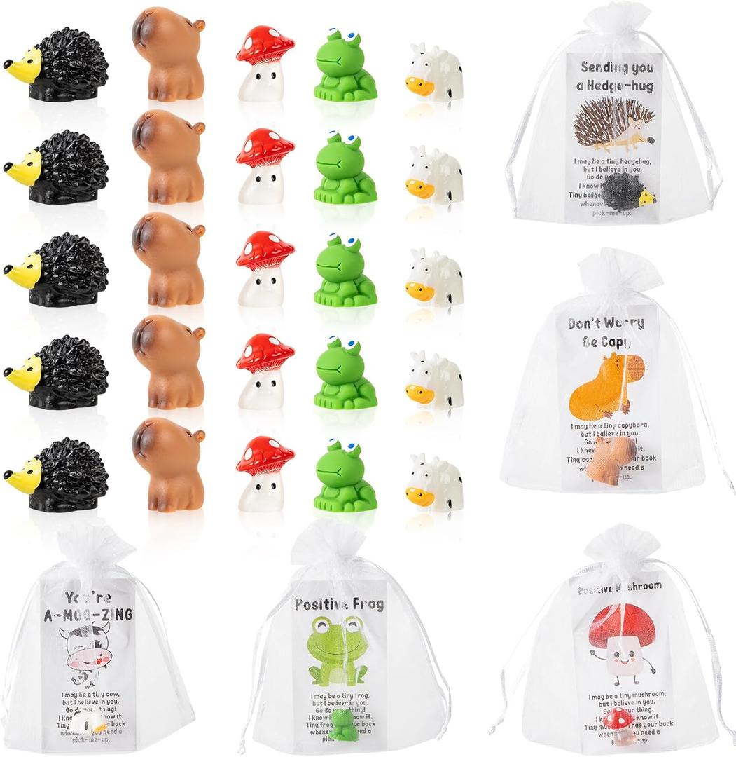 100 Sets Graduation Gifts Bulk, Appreciation Gifts for Graduation Volunteer Teacher Student, Funny Resin Animal with Pun Note Cards Inspirational Gift Sets for Team Employee Staff Coworker