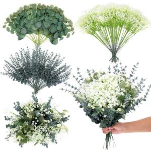 Eucalyptus Leaves Stems 120pcs 3 Kinds Mixed Artificial Greenery Stems Baby Breath Flowers Artificial Bulk Greenery Stem Floral Decor for Wedding Decor Vase Floral Arrangement Centerpiece DIY Bouquet
