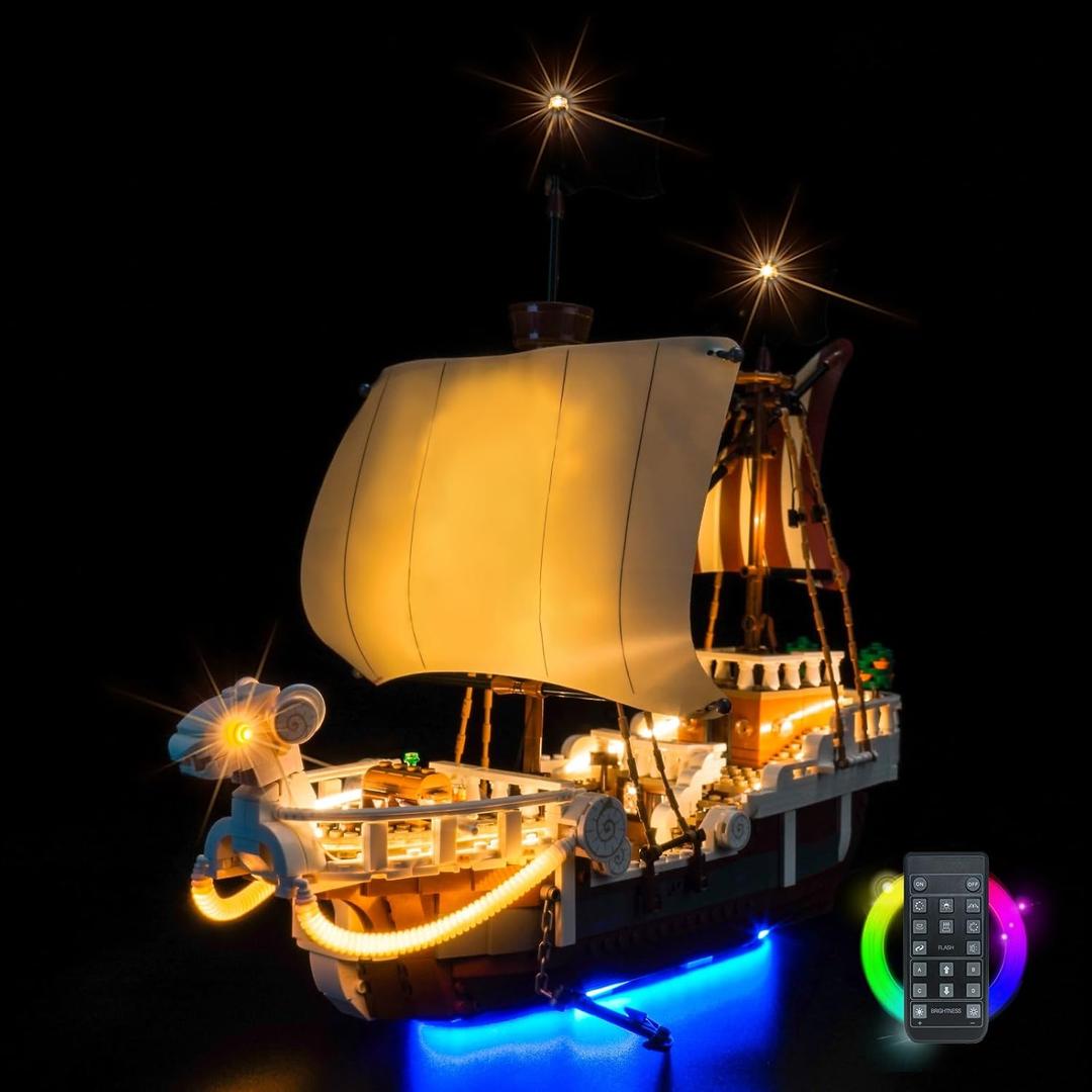 Upgraded Led Light Kit Compatible with Lego One Piece The Going Merry Pirate Ship Building Set, RC Version Compatible with Lego 75639 (Model Not Included)