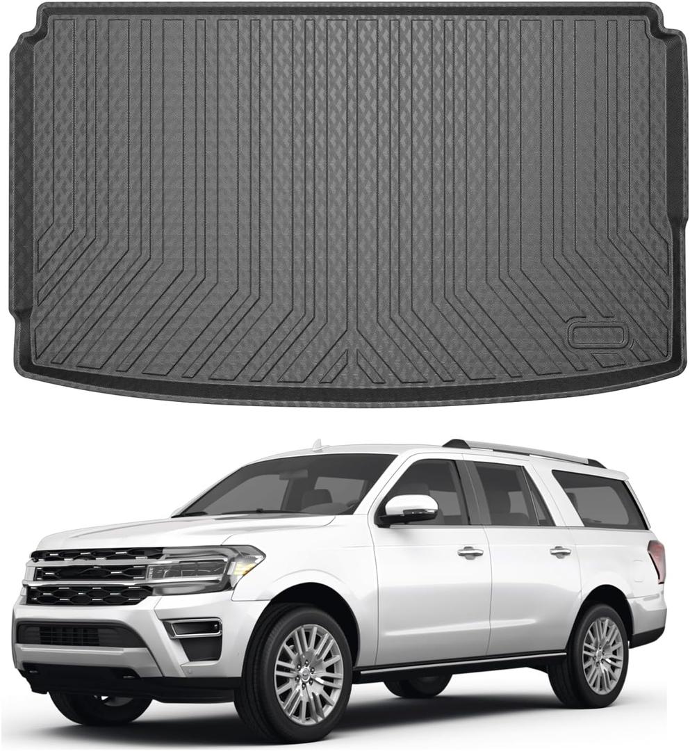 Mixsuper Cargo Liner for Ford Expedition Max/Lincoln Navigator L 2018-2024, All Weather Cargo Mat Rear Trunk Liner Behind The 3rd Row Seats Black