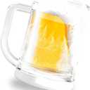 Double Walled Beer Ice Cup,Acrylic Classic Clear Beer Mug with Handles,Freezer Mugs Chiller Frosty Cup for Beer Cocktail Water Drinks Coffee and More