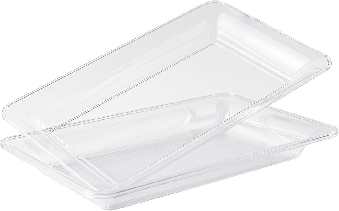 6-Pack 14" x 9" Clear Large Plastic Serving Trays, Reusable Serving Platters for Dessert, Fruit, Snacks, Cookies, Heavy Duty Food Serving Tray for Kitchen, Party