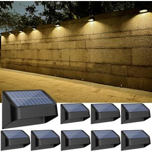 Solar Lights Outdoor, RGB 8 Colors, Dusk to Dawn Deck Light, Solar Deck Lights for Outside IP65 Waterproof, Backyard/Railing/Wall/Step/Patio/Fence(8 Pack,Black) (Warm White & RGB)