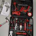 Tool Set - 8V Cordless Drill Set, 132 Piece Home Tool Set With Hand Drill, Tool Kit for Women & Men, Perfect for Homeowner, Diyer, Handyman (Red)