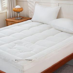 YOUR MOON 100% Wool Mattress Topper Full Size, 800GSM Natural Wool Filling, Thick Pillow Top Mattress Pad, Back Pain Relief Bed Topper with Cotton Cover, 16" Deep Pocket, 54"x75" (White)