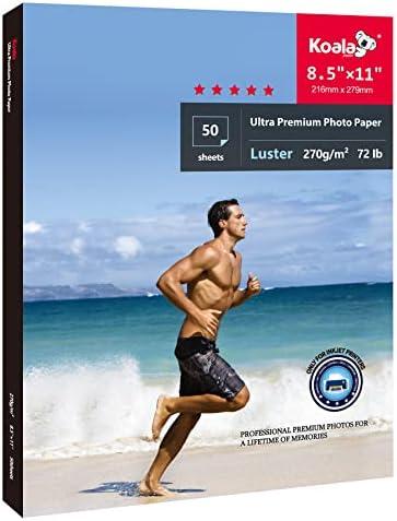 Koala Ultra Premium Photo Paper 8.5 x 11 In Luster Photo Printer Paper for Inkjet Printer Water-Resistant Soft Gloss 72lb 50 Sheets