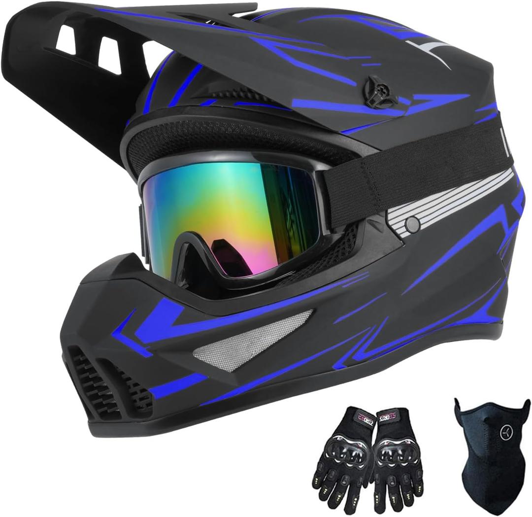 TTMiku Purple Adult Dirt Bike ATV Motocross Helmet DOT Approved Medium