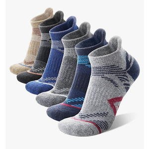 ANTSANG 6 Pairs Merino Wool Ankle Hiking Running Socks Compression Thick Cushion Breathable No Show Socks for Men Women