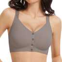 Gailife V Neck Jelly Front Closure Bras for Women Wireless Full Coverage Mastectomy Bralettes Seamless Everyday Bra (XX-Large, Grey)