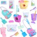 22 Pieces Miniature Bucket Doll Housework Cleaning Supplies Mini Dollhouse Accessories Mop Dustpan, Brush, Broom, Bucket Dollhouse Furniture Decoration Accessories for Dolls Pretend Play, Random Color