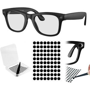 2 x 100PCS Full Blackout LED Light Blocking Stickers for Ray-Ban Meta Wayfarer/Skyler/Headliner/RayNeo V3 with Case & Tweezer, Complete Privacy, Note: Camera Function Will Be Disabled