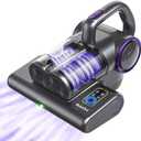 FEPPO Mattress Vacuum Cleaner, 16Kpa Bed Vacuum Cleaner with 253.7nm UV-C Light, 140F Heat, HEPA Filter & Ultrasonic, Versatile Handheld Vacuums for Bed, Sofa, Couch, Crib(Corded, 500W) (Violet grey)