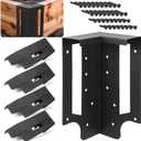 MorningRo 24 Pack Raised Garden Bed Corner Brackets with Securing Lip Fits Lumber up to 2" x 12" Metal Garden Corner Bracket for Wood Frame Bed 4.7" L x 2" W x 10.5" H (Black)